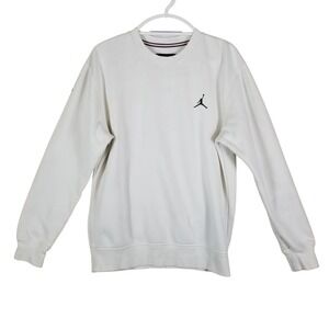 Jordan Brand Sweatshirt Mens Small White Jumpman Graphic Fleece Pullover